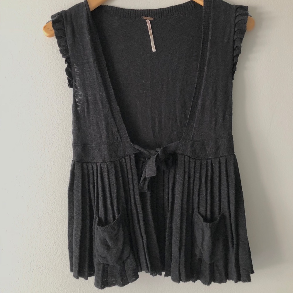 Free People black sweater vest peplum top